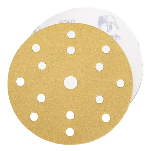 Фото товара "GOLD Шлифовальный бумажный диск, специальный оксид алюминия, 15 отверстий, 150 мм, Р320"