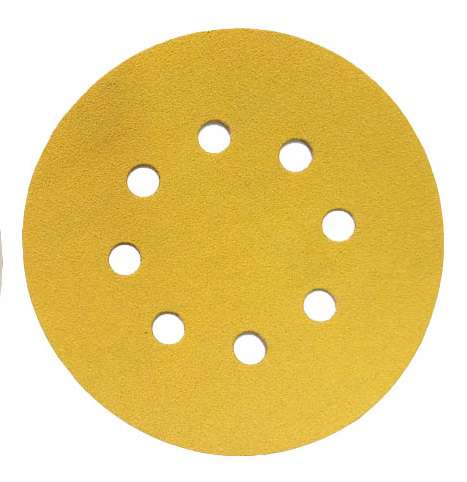 Фото товара "GOLD Шлифовальный бумажный диск, специальный оксид алюминия, 8 отверстий, на липучке, 125 мм, Р80"