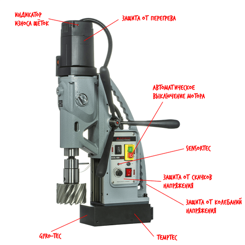 Фото товара "ECO.100S+/TD Сверлильный станок на магнитном основании, ø 12-100 мм, КМ3, 4 скорости, реверс, юстировка"
